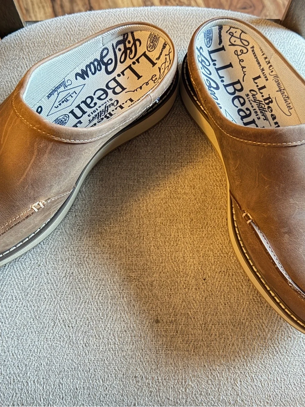 L.L. Bean Men's Stonington Chestnut Brown Leather Slip-On Clogs/Loafers 10.5W